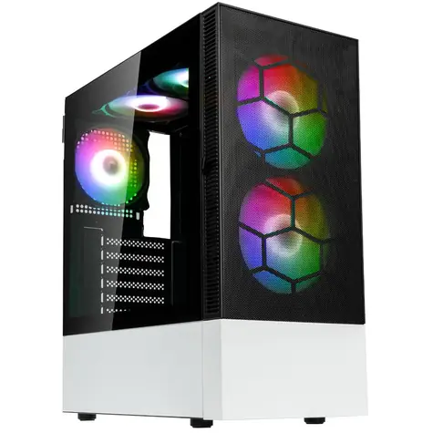 Kolink Observatory MX Mesh ARGB černo-bílá / ATX / 2x USB-A 3.0 / 1x USB-A 2.0 / 2x 142mm / 3x 120mm / bez zdroje