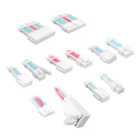 Kolink Prodlužovací sada opletených kabelů Core Pro Braided Cable Extension Kit 12V-2x6 Typ 2 bílo-modro-růžová 