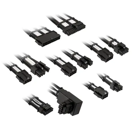 Kolink Prodlužovací sada opletených kabelů Core Pro Braided Cable Extension Kit 12V-2x6 Typ 1 černo-bílá