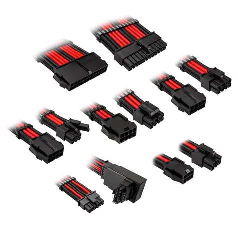 Kolink Prodlužovací sada opletených kabelů Core Pro Braided Cable Extension Kit 12V-2x6 Typ 1 červeno-černá