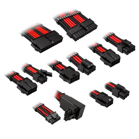 Kolink Prodlužovací sada opletených kabelů Core Pro Braided Cable Extension Kit 12V-2x6 Typ 2 červeno-černá