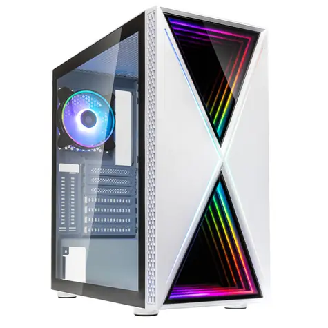 Kolink Void X ARGB bílá / E-ATX / 2x USB-A 3.0 / 2x USB-A 2.0 / 1x 120mm / bez zdroje / průhledná bočnice