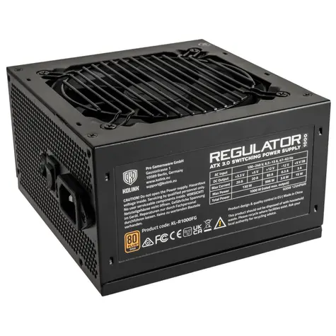 Kolink Regulator 80 PLUS Gold 1000W černá / 1000W / ATX 3.0 / 120mm ventilátor / 80PLUS Gold / modulární / aktivní PFC 