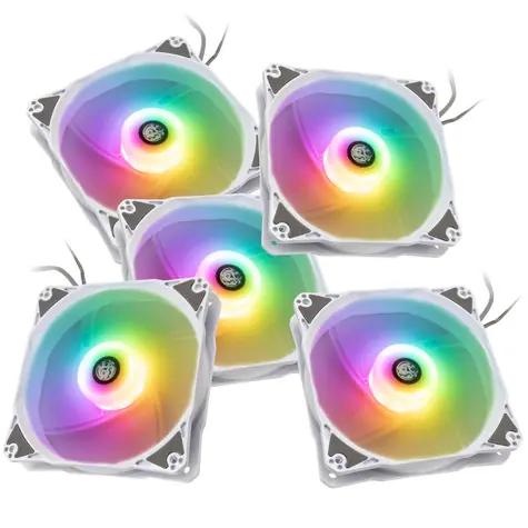 BitsPower Notos RGB PWM 5ks bílá / 120mm / 28 dB v 1800RPM / 4pin PWM + 3pin