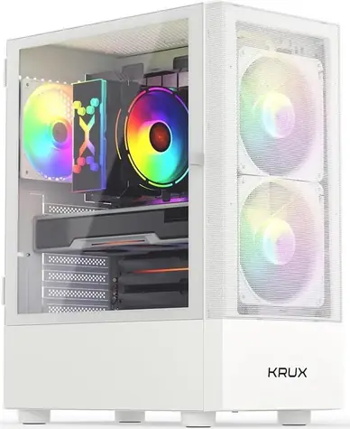 KRUX Vako bílá / PC skříň / ATX / 2x USB-A 2.0 & 1x USB-A 3.0 / průhledná bočnice / bez zdroje 