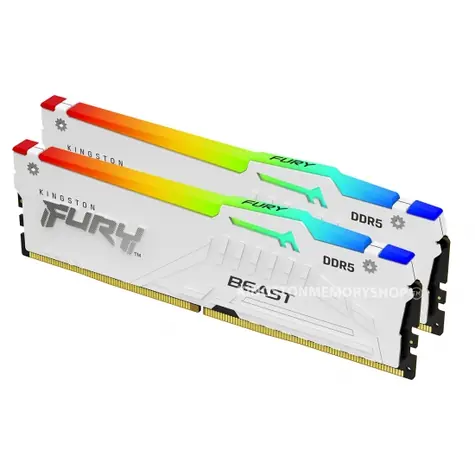 Kingston Fury Beast White RGB 32GB (2x 16GB) DDR5 6400MHz / CL32 / DIMM / 1.4V / Non-ECC / Unbuffered / EXPO