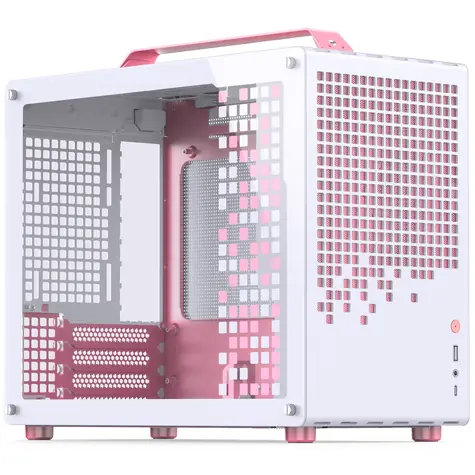 Jonsplus Z20 bílo-růžová / Micro-ATX / 1x USB-A 3.2 / 1x USB-C 3.2 / průhledná bočnice 