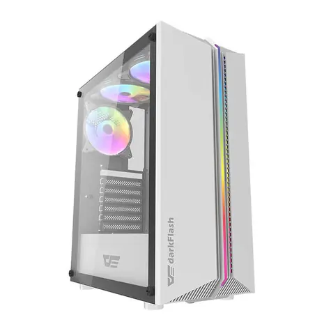 darkFlash DK151 LED bílá / ATX / 3x 120 mm / 3x USB-A / průhledná bočnice / bez zdroje 