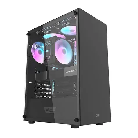 darkFlash DK100 černá / ATX / bez ventilátorů / 3x USB-A / průhledná bočnice / bez zdroje 