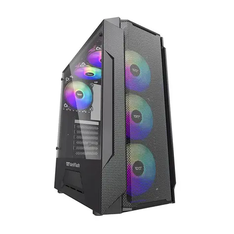 darkFlash LEO černá / ATX / bez ventilátorů / 3x USB-A / průhledná bočnice / bez zdroje 