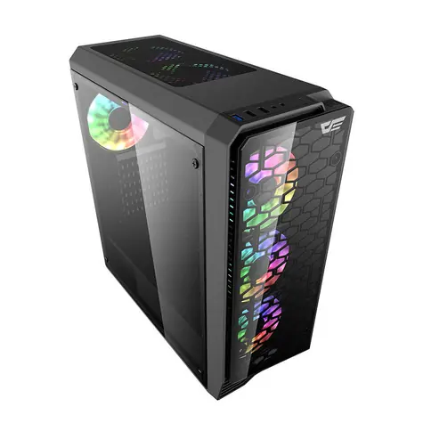 darkFlash Water Square 5 černá / ATX / bez ventilátorů / 3x USB-A / průhledná bočnice / bez zdroje