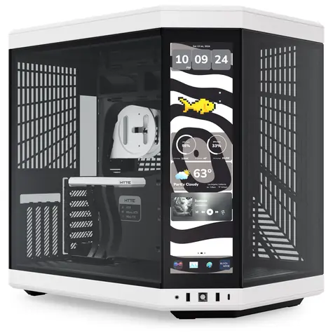 Hyte Y70 Touch Infinite černo-bílá / E-ATX / 2x USB-A 3.2 / 1x USB-C 3.2 / průhledná bočnice / Riser kabel / displej