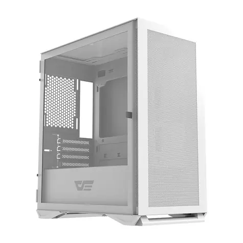 darkFlash DLM200 bílá / mATX / bez ventilátorů / 2x USB-A / průhledná bočnice / bez zdroje 