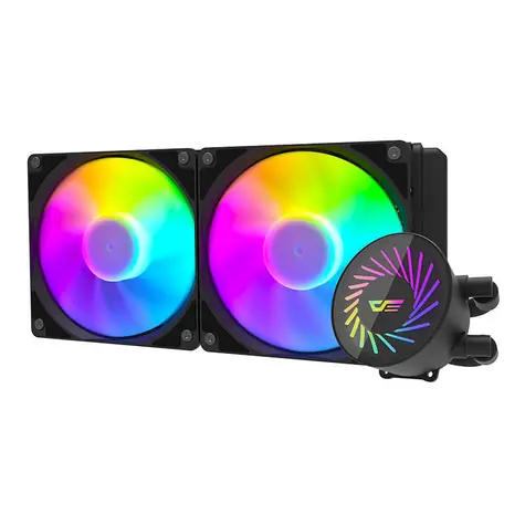darkFlash DCS240 černá / AiO chladič CPU / 2x 120 mm / ARGB podsvícení / 800-2000 RPM / 30 dB / Intel + AMD