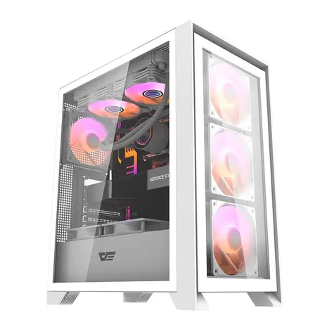darkFlash DRX70 Glass bílá / ATX / 4x 120 mm / 2x USB-A & 1x USB-C / průhledná bočnice / bez zdroje