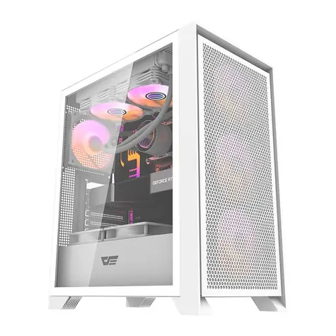 darkFlash DRX70 Mesh bílá / ATX / 4x 120 mm / 2x USB-A & 1x USB-C / průhledná bočnice / bez zdroje