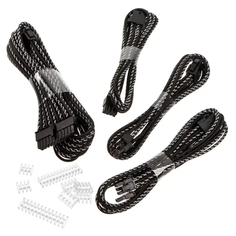 PHANTEKS Sada prodlužovacích kabelů X-Muster černo-stříbrná / 500mm / 1x 24-Pin / 1x 4+4-Pin / 2x 6+2-Pin