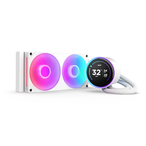 NZXT Kraken Elite 240 RGB bílá / 2x 120mm / Fluid Dynamic Bearing / 2400 RPM / 75.1 CFM / RGB / LCD / AMD + Intel