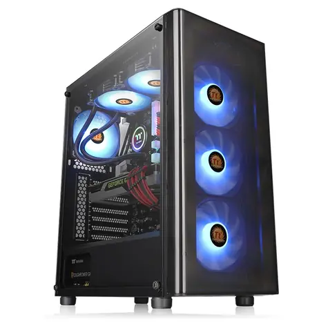 THERMALTAKE V200 TG RGB černá / ATX / 1x USB-A 3.0 / 2x USB-A 2.0 / 4x 120mm RGB / bez zdroje / průhledná bočnice