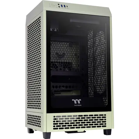 THERMALTAKE The Tower 200 zelená / mITX / 2x USB-A 3.0 / 1x USB-C 3.2 / 2x 140mm / bez zdroje / průhledná bočnice 