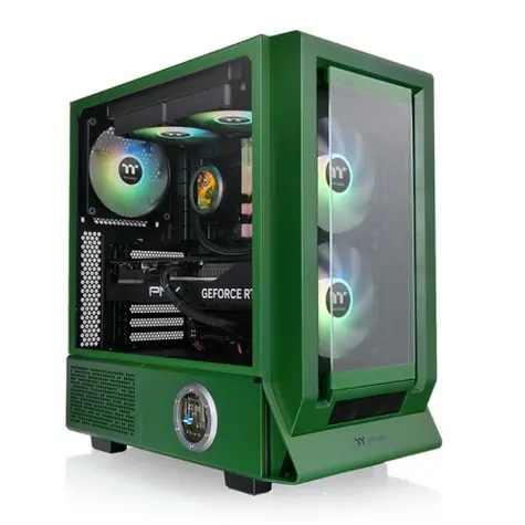 THERMALTAKE Ceres 350 MX tmavě zelená / E-ATX / 2x USB-A 3.0 / 1x USB-C 3.2 / 3x 140mm / bez zdroje / průhledná bočnice