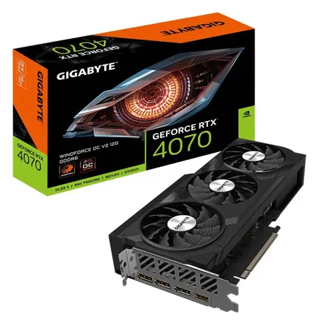 GIGABYTE GeForce RTX 4070 WINDFORCE OC V2 12G / 2490 MHz / 12GB GGDDR6 / 192-Bit / 1x HDMI + 3x DP / (8)