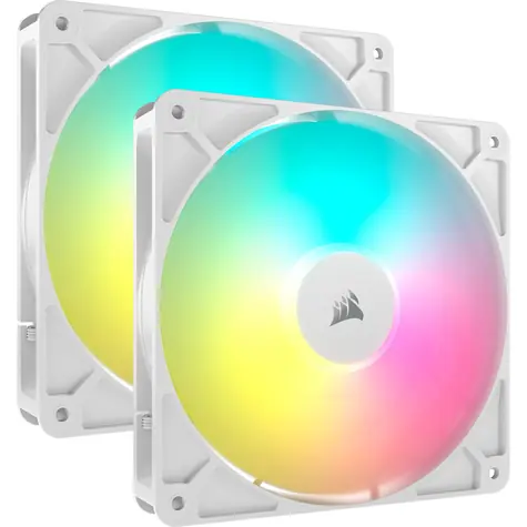 Corsair RS140 ARGB 2ks bílá / 140mm / Magnetic Dome Bearing / 330-1700 RPM / 95.5 CFM / 4-Pin