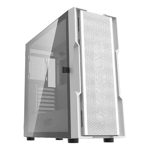 darkFlash DK431 MESH bílá / E-ATX / bez ventilátorů / 3x USB-A / průhledná bočnice / bez zdroje 