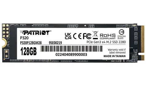 Patriot P320 128GB / SSD / M.2 2280 / PCIe Gen3 / R: 1600MBps / W: 1000MBps / 5y