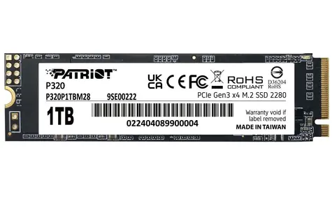 Patriot P320 1TB / SSD / M.2 2280 / PCIe Gen3 / R: 3000MBps / W: 2200MBps / 5y
