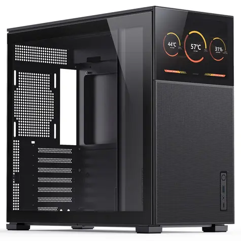 Jonsbo D41 MESH Screen černá / ATX / 1x USB-A 3.0 / 1x USB-C 3.2 / bez zdroje / displej / průhledná bočnice 