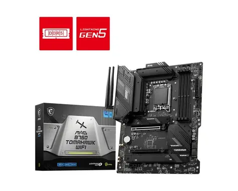 MSI MAG B760 TOMAHAWK WIFI / B760 / LGA 1700 / 4x DDR5 / PCIEx16 / 1x 2.5GLAN / Wi-Fi / ATX