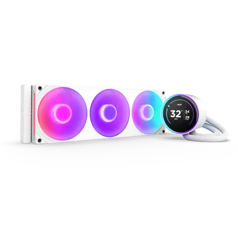 NZXT Kraken Elite 360 RGB V2 bílá / 3x 120mm / Fluid Dynamic Bearing / 30 dB @ 2400 RPM / 75.12 CFM / AMD + Intel