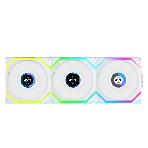 Lian Li UNI FAN SL Wireless LCD 3ks včetně ovladače Bílý / ARGB / Obrácená čepel / 120mm / 1900rpm / 31dBA / 51.4 CFM / 
