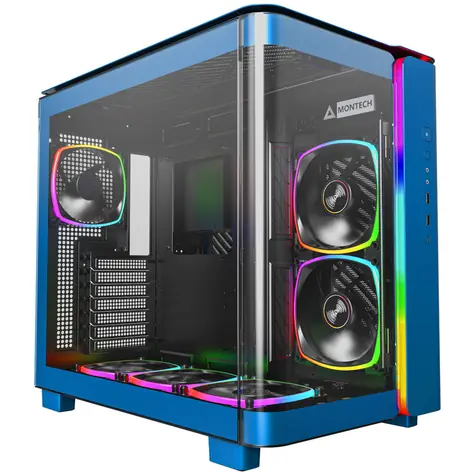 Montech KING 95 PRO modrá / ATX / 2x USB-A / 1x USB-C / 2x 140mm + 4x 120mm / bez zdroje / průhledná bočnice 