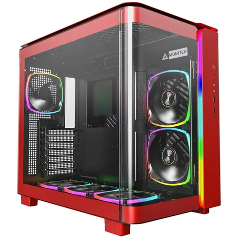 Montech KING 95 PRO červená / ATX / 2x USB-A / 1x USB-C / 2x 140mm + 4x 120mm / bez zdroje / průhledná bočnice 