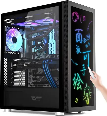 darkflash DK210 Graffiti ARGB černá / ATX / 1x USB-A 3.0 / 2x USB-A 2.0 / bez zdroje / průhledná bočnice 