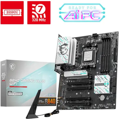 MSI B840 GAMING PLUS WIFI / B840 / 4x DDR5 / 1x 2.5GLAN / Wi-Fi 7 / ATX 