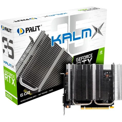 PALIT GeForce RTX 3050 KalmX 6GB / 1042 - 1470 MHz / 6GB GDDR6 / 96-bit / 1x HDMI + 1x DP / 70W