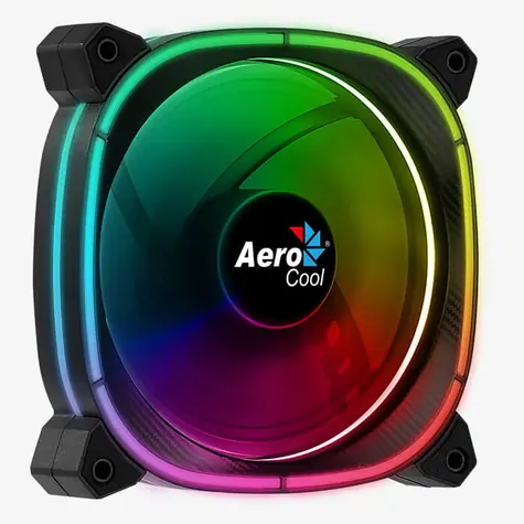 Aerocool Astro 12F ARGB LED černá / 120mm / Hydraulic Bearing / 17.5 dB @ 1000 RPM / 42.1 CFM / 4-Pin + 3-Pin