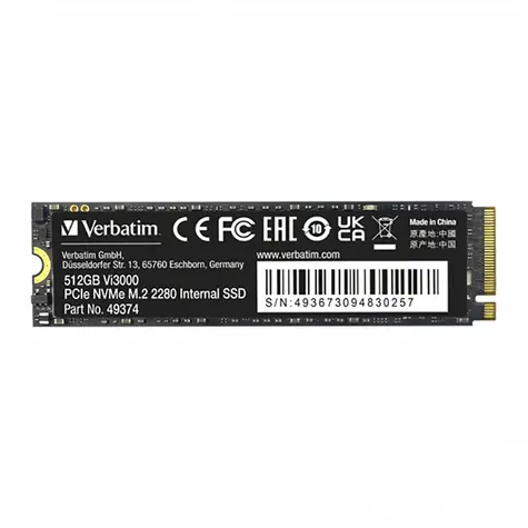 Verbatim Vi3000 512GB / M.2 2280 / R: 3000MBs / W:2000MBs / IOPS R: 150K W:100K / MTBF 1mh / 3y