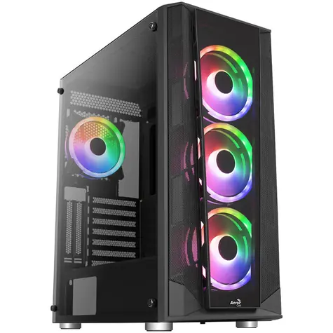 Aerocool Prism ARGB černá / ATX / 2x USB-A 3.0 / 1x USB-A 2.0 / 4x 120mm / bez zdroje / průhledná bočnice 