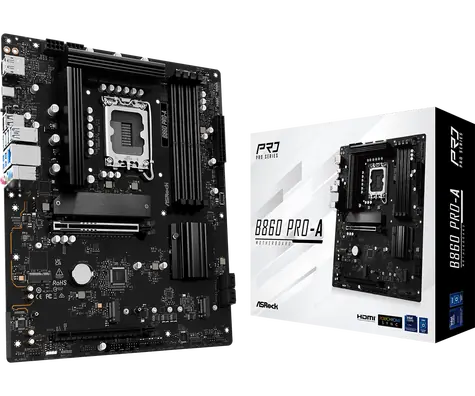 ASRock B860  Pro-A / B860 / LGA 1851 / 4x DDR5 / PCIEx 16 / 2.5GLAN / Wi-Fi / mATX
