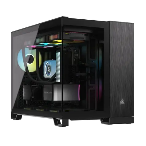 Corsair 2500X Aluminium černá  / mATX / 2x USB-C 3.2 / 1x USB-A 3.2 / bez zdroje / průhledná bočnice