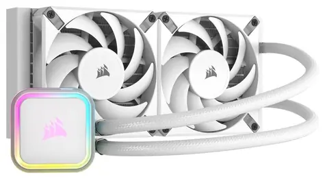 Corsair iCUE H100i RGB ELITE bílá / 2x 120mm / 28.9dB / 400-1850 RPM / 59.1CFM / Intel + AMD