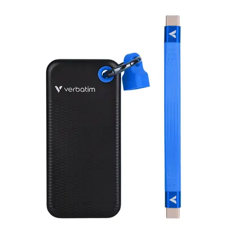 Verbatim Pocket SSD Externí disk 1TB černo-modrá / USB-C 3.2 Gen 2 / R: 1000MBs / W: 1000MBs 