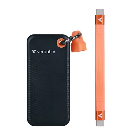 Verbatim Pocket SSD Externí disk 2TB černo-oranžová / USB-C 3.2 Gen 2 / R: 1000MBs / W: 1000MBs 