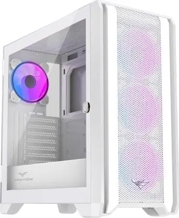 PREYON Nest Windy+ ARGB bílá / ATX / USB-A 3.0 /USB-A 2.0 / USB-C / 4x 120mm / bez zdroje / průhledná bočnice 