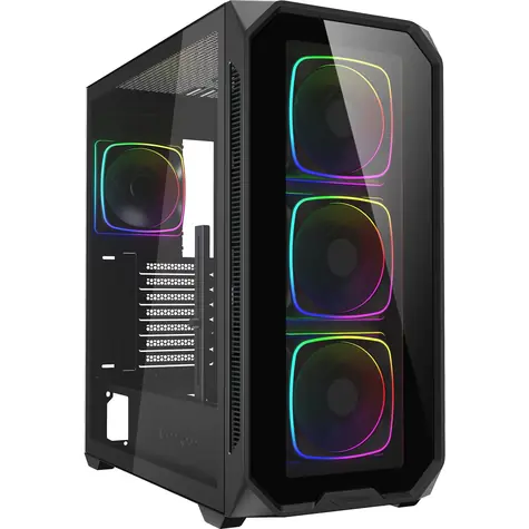 Sharkoon AK5G RGB černá / ATX / 2x USB 3.2 / 1x USB-C / 4x 120mm / bez zdroje / průhledná bočnice