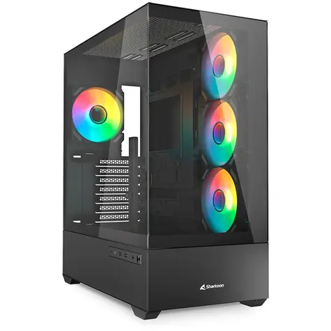 Sharkoon AK6 RGB černá / ATX / 2x USB 3.2 / 1x USB-C / 4x 120mm / bez zdroje / průhledná bočnice